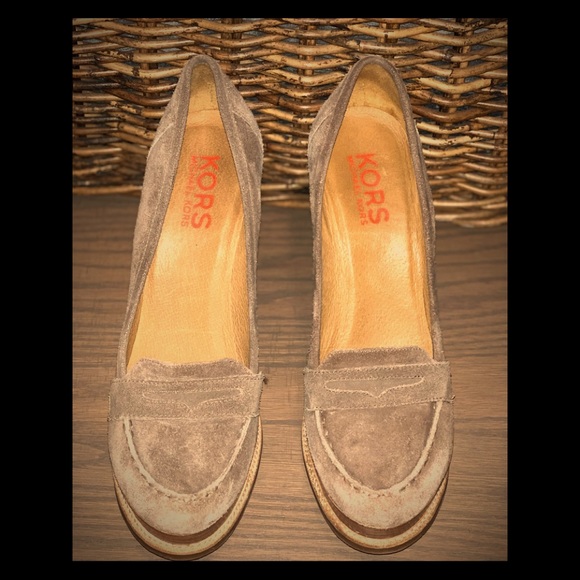 Michael Kors Suade Wedge Penny Loafers - Picture 2 of 5